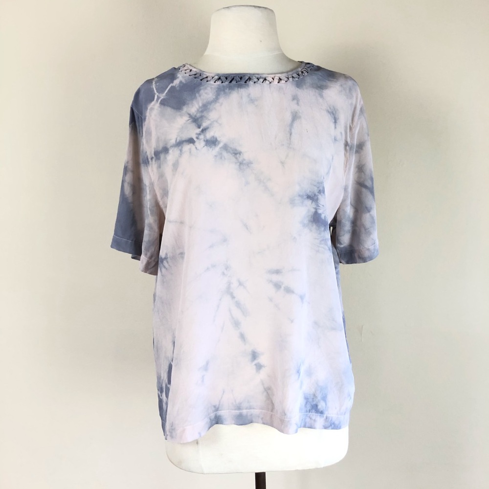 vintage 90s tie dye silk tee | 1990s pale pastel t shirt | grunge boho hippie - Picture 5 of 8